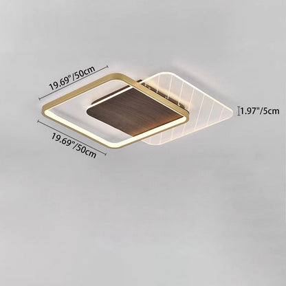 Contemporary Scandinavian Round Ring Square Acrylic Iron LED Flush Mount Ceiling Light For Living Room