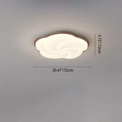Modern Art Deco Floral Shape PE Solid Wood LED Flush Mount Ceiling Light For Living Room