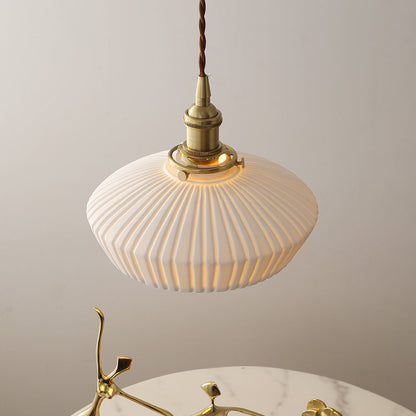 Contemporary Scandinavian Round Cylindrical Bowl Glass Brass 1-Light Pendant Light For Living Room