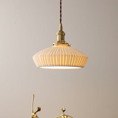 Contemporary Scandinavian Round Cylindrical Bowl Glass Brass 1-Light Pendant Light For Living Room