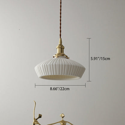 Contemporary Scandinavian Round Cylindrical Bowl Glass Brass 1-Light Pendant Light For Living Room