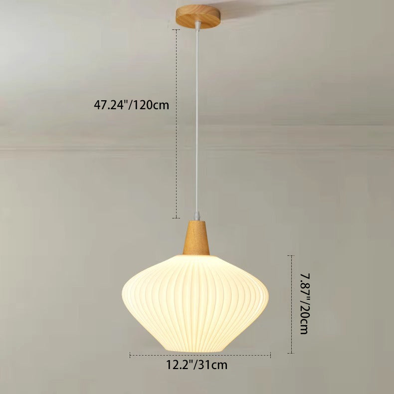 Traditional Chinese Lantern Origami Round Eco-friendly PLA Wood Metal 1-Light Pendant Light For Living Room