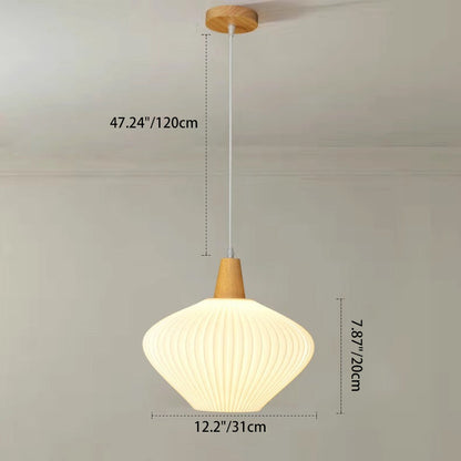 Traditional Chinese Lantern Origami Round Eco-friendly PLA Wood Metal 1-Light Pendant Light For Living Room