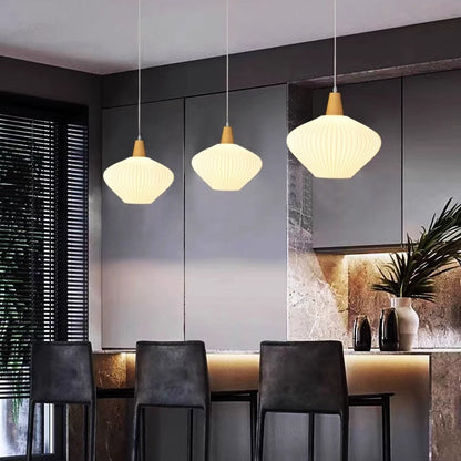 Traditional Chinese Lantern Origami Round Eco-friendly PLA Wood Metal 1-Light Pendant Light For Living Room