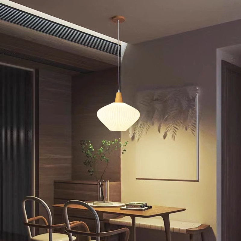 Traditional Chinese Lantern Origami Round Eco-friendly PLA Wood Metal 1-Light Pendant Light For Living Room