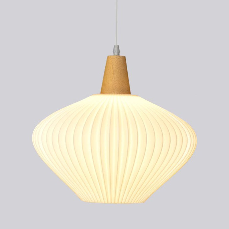 Traditional Chinese Lantern Origami Round Eco-friendly PLA Wood Metal 1-Light Pendant Light For Living Room