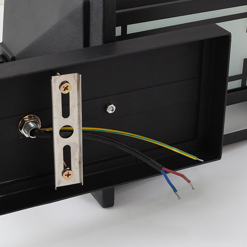 Traditional Japanese Box Window Rectangle Waterproof Glass Aluminum 1-Light Wall Sconce Lamp For Garden