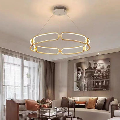 Contemporary Creative Circular Round Long Oval PC Aluminum Iron LED Chandelier For Living Room