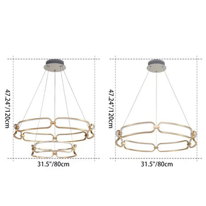 Contemporary Creative Circular Round Long Oval PC Aluminum Iron LED Chandelier For Living Room