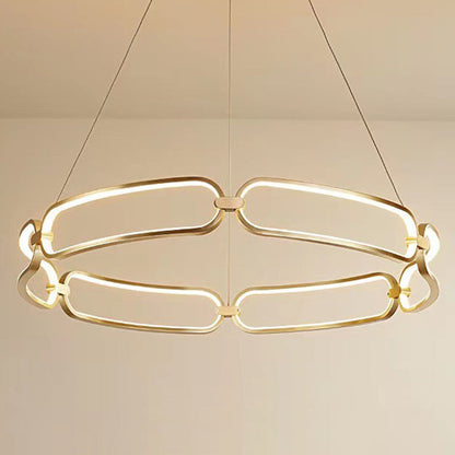 Contemporary Creative Circular Round Long Oval PC Aluminum Iron LED Chandelier For Living Room