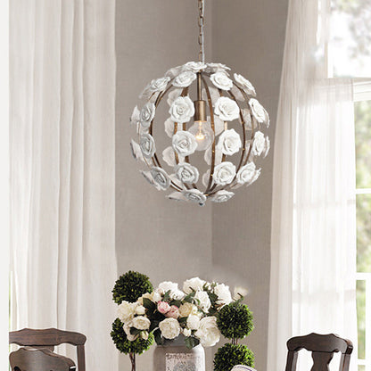 Traditional French Rosette Half Round Ceramic Iron 1/3 Light Chandelier For Living Room