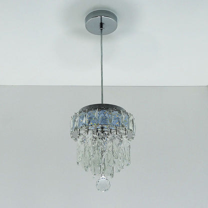 Contemporary Scandinavian Round Orb Crystal Stainless Steel LED Pendant Light For Living Room