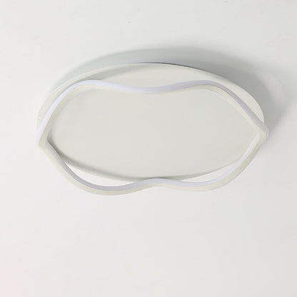 Modern Minimalist Wave Round Silicone Iron Aluminum LED Flush Mount Ceiling Light For Living Room