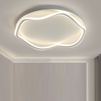 Modern Minimalist Wave Round Silicone Iron Aluminum LED Flush Mount Ceiling Light For Living Room