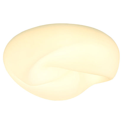 Modern Minimalist Cream Pleated Round PE Hardware LED Flush Mount Ceiling Light For Living Room