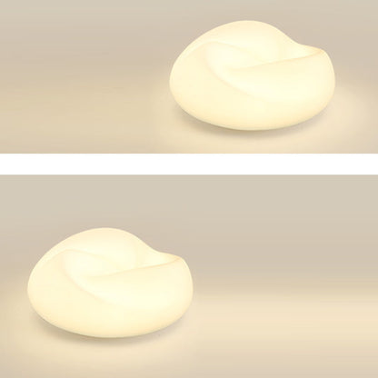 Modern Minimalist Cream Pleated Round PE Hardware LED Flush Mount Ceiling Light For Living Room