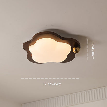 Traditional Vintage Stars Clouds Acrylic Solid Wood Iron LED Flush Mount Ceiling Light For Living Room