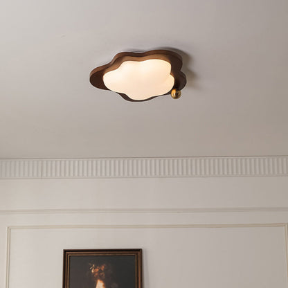 Traditional Vintage Stars Clouds Acrylic Solid Wood Iron LED Flush Mount Ceiling Light For Living Room