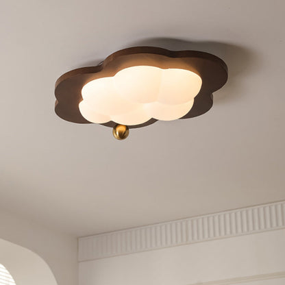 Traditional Vintage Stars Clouds Acrylic Solid Wood Iron LED Flush Mount Ceiling Light For Living Room