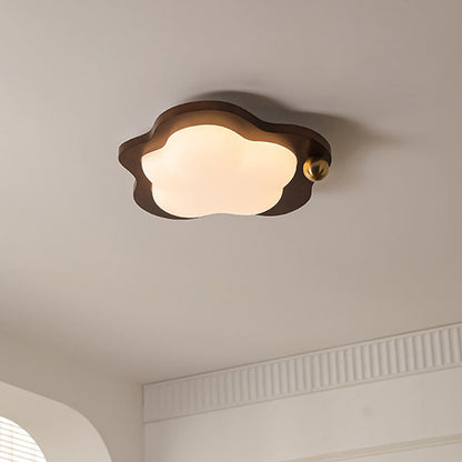 Traditional Vintage Stars Clouds Acrylic Solid Wood Iron LED Flush Mount Ceiling Light For Living Room
