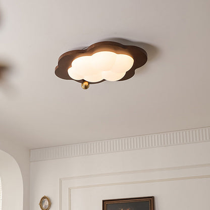 Traditional Vintage Stars Clouds Acrylic Solid Wood Iron LED Flush Mount Ceiling Light For Living Room