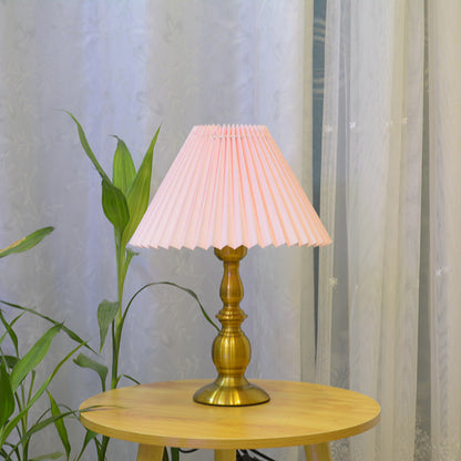 Traditional Vintage Umbrella Round Gourd Fabric Metal 1-Light Table Lamp For Living Room