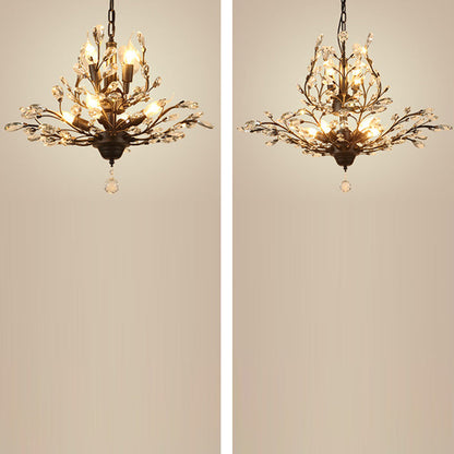 Traditional French Iron Crystal Branch 7/8/9/12 Light Chandeliers For Dining Room