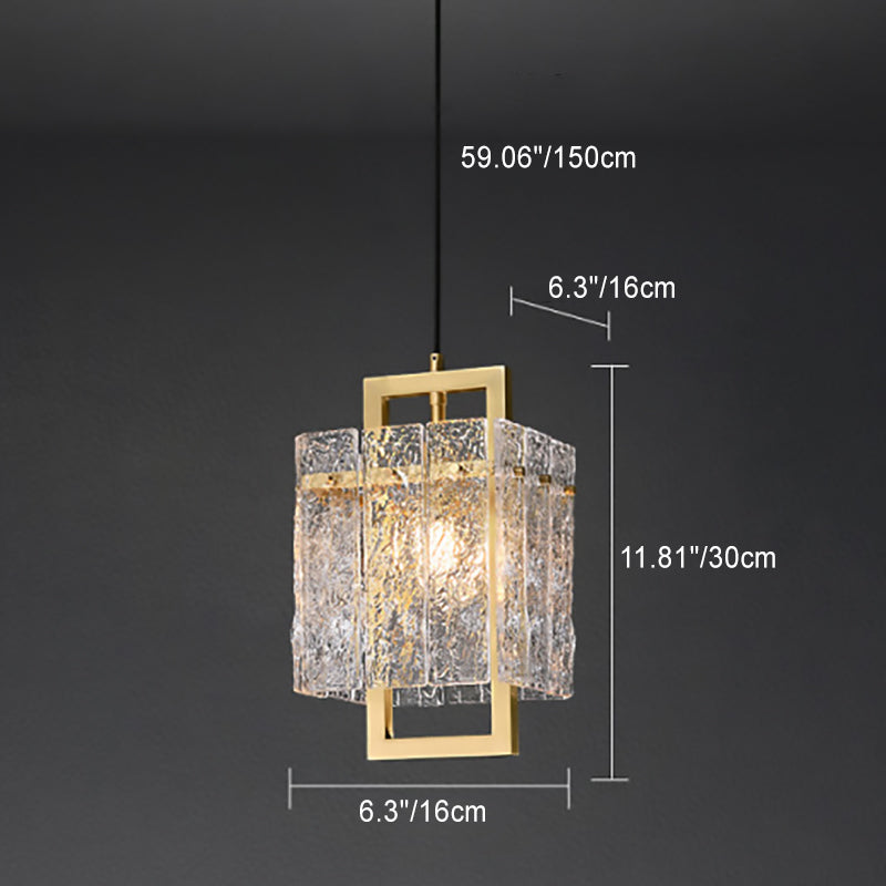 Modern Luxury Brass Glass Rectangular Ripple 1/6 Light Chandeliers For Dining Room