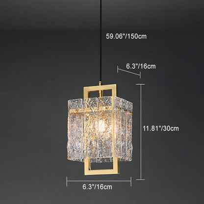 Modern Luxury Brass Glass Rectangular Ripple 1/6 Light Chandeliers For Dining Room