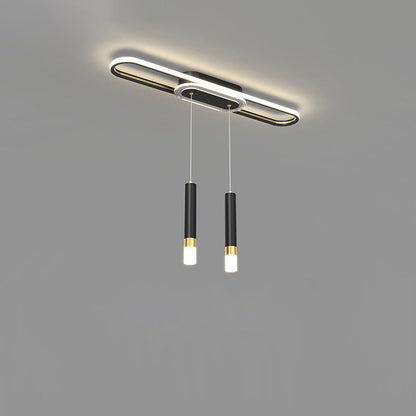 Modern Simplicity Iron Aluminium Acrylic Silica Elliptical Strip LED Flush Mount Ceiling Light For Dining Room