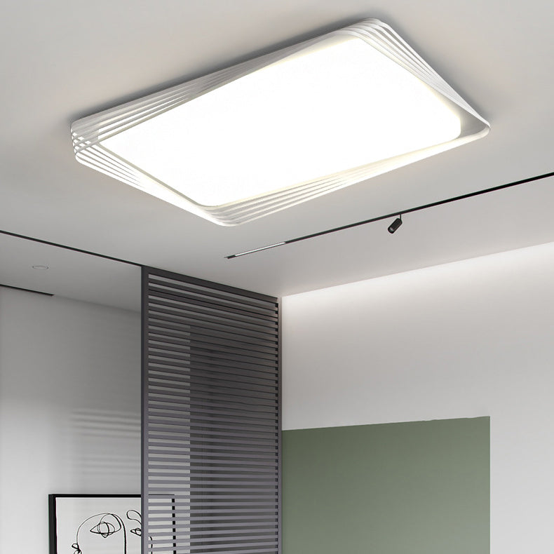 Contemporary Nordic Iron Acrylic Rectangular Square Round Stripe LED Flush Mount Ceiling Light For Living Room