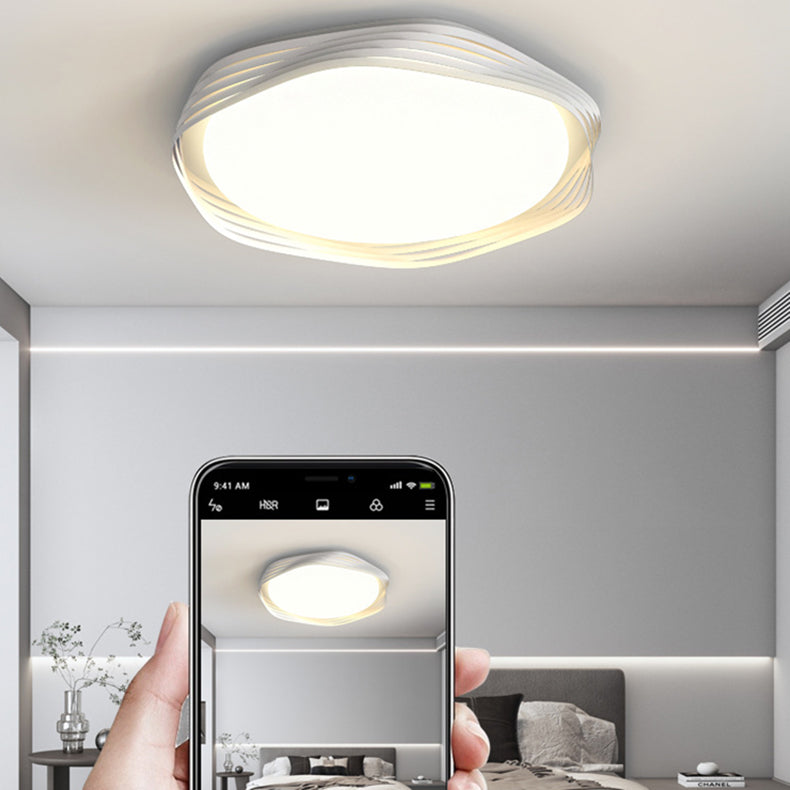 Contemporary Nordic Iron Acrylic Rectangular Square Round Stripe LED Flush Mount Ceiling Light For Living Room