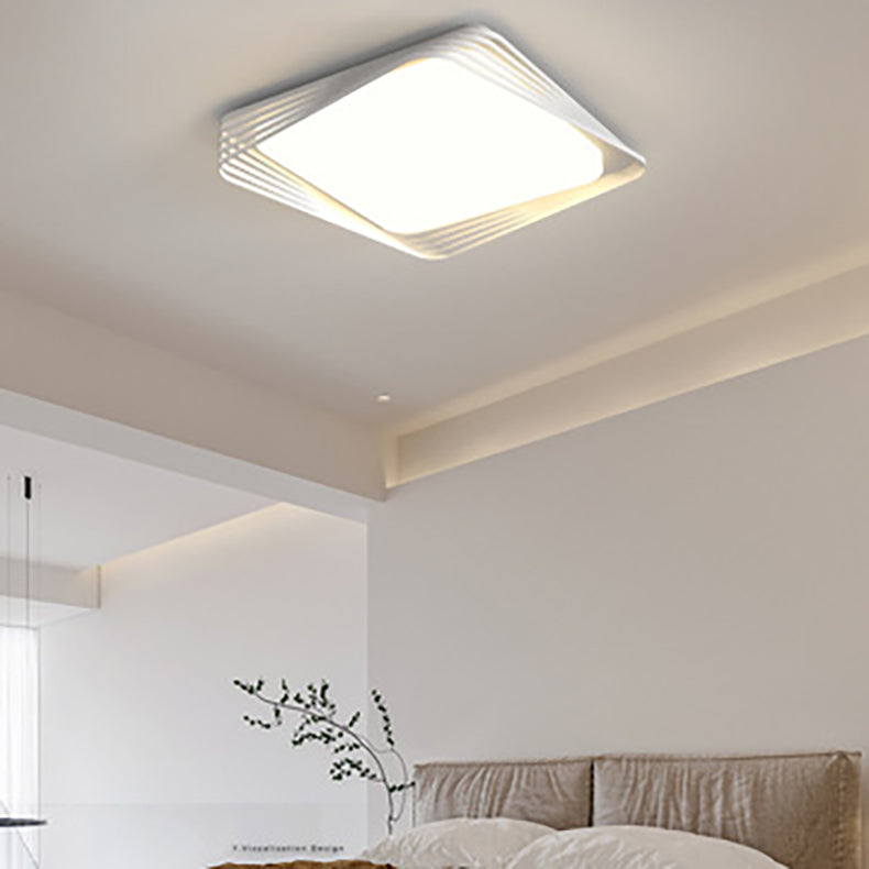 Contemporary Nordic Iron Acrylic Rectangular Square Round Stripe LED Flush Mount Ceiling Light For Living Room