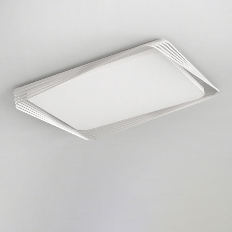 Contemporary Nordic Iron Acrylic Rectangular Square Round Stripe LED Flush Mount Ceiling Light For Living Room