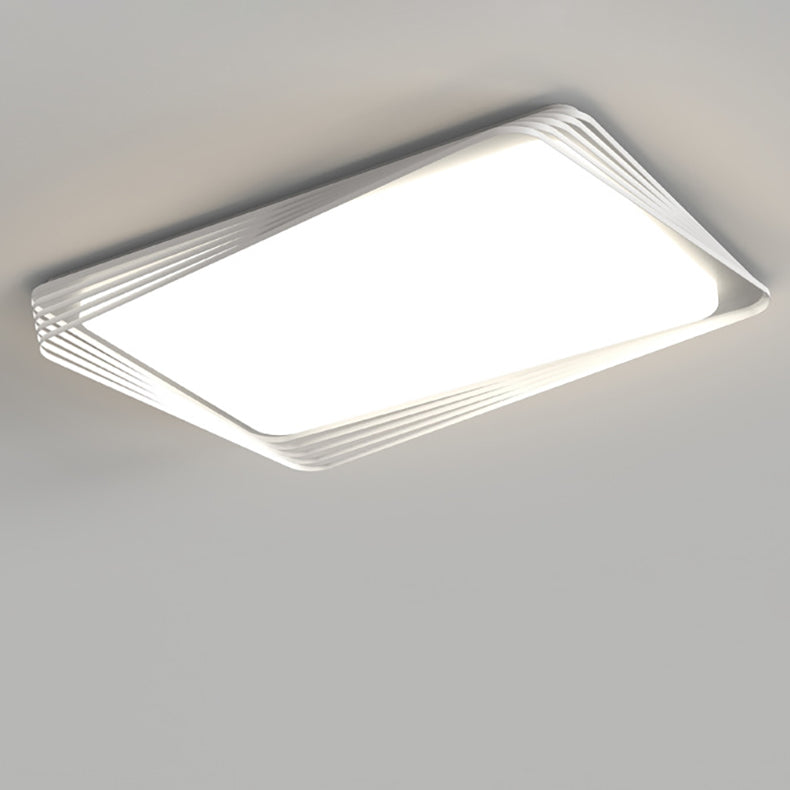 Contemporary Nordic Iron Acrylic Rectangular Square Round Stripe LED Flush Mount Ceiling Light For Living Room
