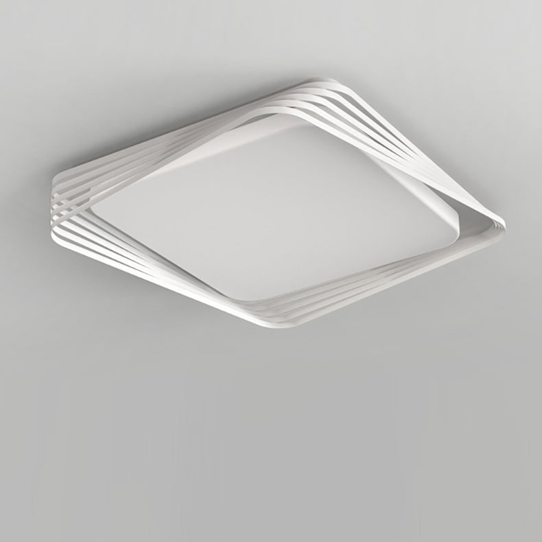 Contemporary Nordic Iron Acrylic Rectangular Square Round Stripe LED Flush Mount Ceiling Light For Living Room