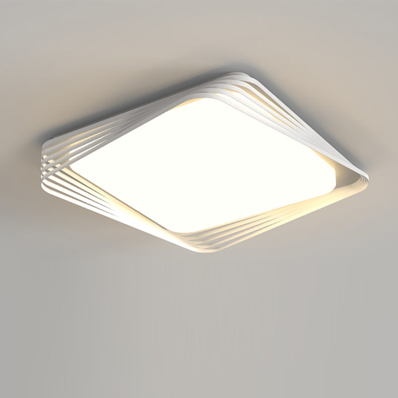 Contemporary Nordic Iron Acrylic Rectangular Square Round Stripe LED Flush Mount Ceiling Light For Living Room