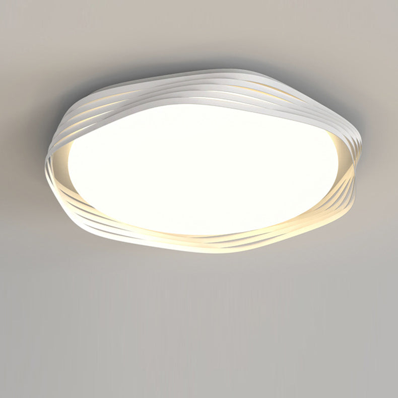 Contemporary Nordic Iron Acrylic Rectangular Square Round Stripe LED Flush Mount Ceiling Light For Living Room