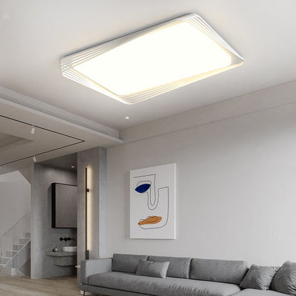Contemporary Nordic Iron Acrylic Rectangular Square Round Stripe LED Flush Mount Ceiling Light For Living Room