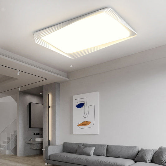 Contemporary Nordic Iron Acrylic Rectangular Square Round Stripe LED Flush Mount Ceiling Light For Living Room