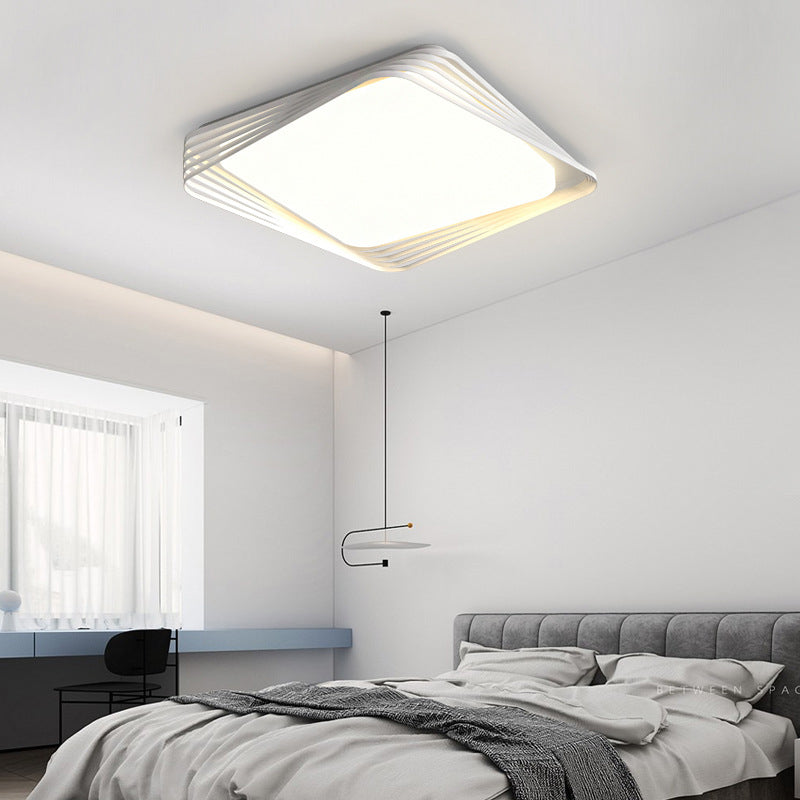 Contemporary Nordic Iron Acrylic Rectangular Square Round Stripe LED Flush Mount Ceiling Light For Living Room