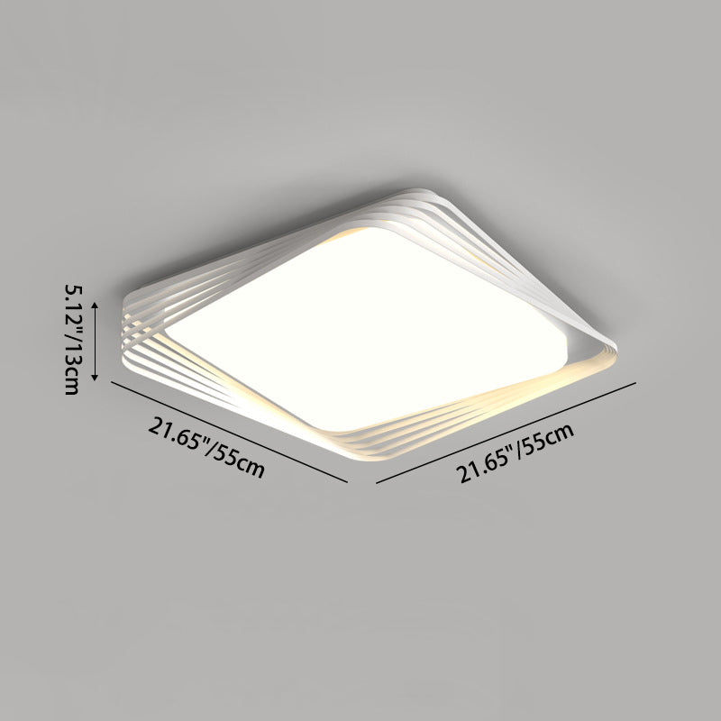 Contemporary Nordic Iron Acrylic Rectangular Square Round Stripe LED Flush Mount Ceiling Light For Living Room