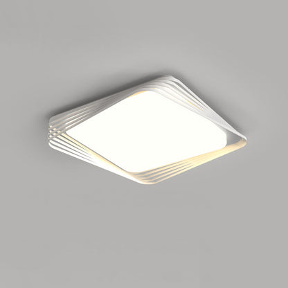 Contemporary Nordic Iron Acrylic Rectangular Square Round Stripe LED Flush Mount Ceiling Light For Living Room