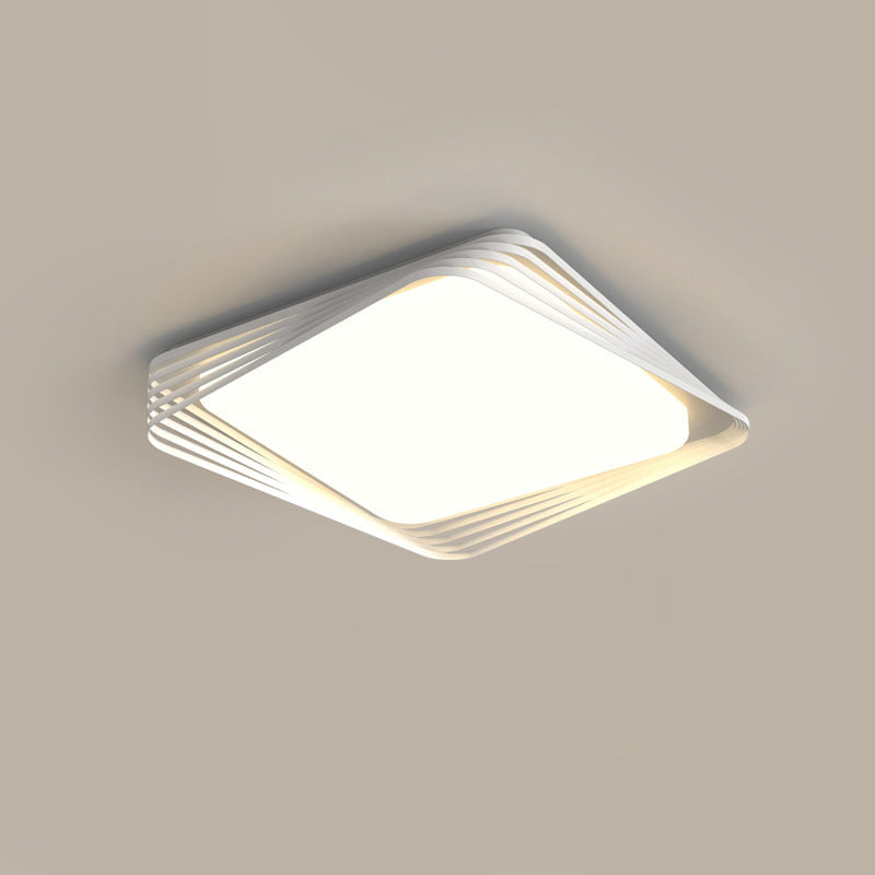 Contemporary Nordic Iron Acrylic Rectangular Square Round Stripe LED Flush Mount Ceiling Light For Living Room