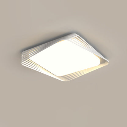 Contemporary Nordic Iron Acrylic Rectangular Square Round Stripe LED Flush Mount Ceiling Light For Living Room