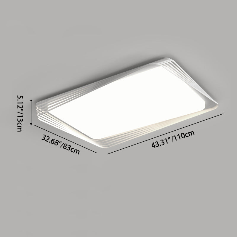 Contemporary Nordic Iron Acrylic Rectangular Square Round Stripe LED Flush Mount Ceiling Light For Living Room