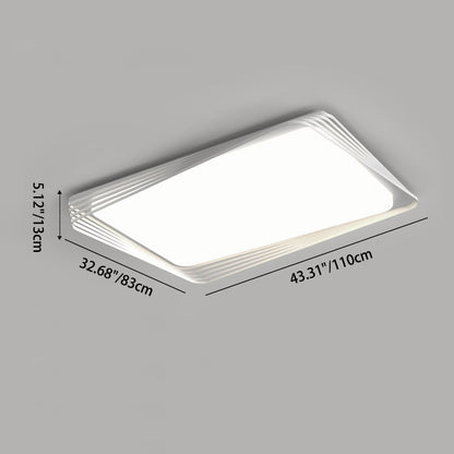 Contemporary Nordic Iron Acrylic Rectangular Square Round Stripe LED Flush Mount Ceiling Light For Living Room
