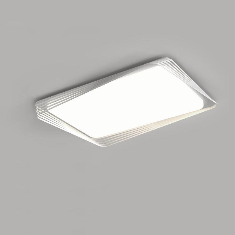 Contemporary Nordic Iron Acrylic Rectangular Square Round Stripe LED Flush Mount Ceiling Light For Living Room
