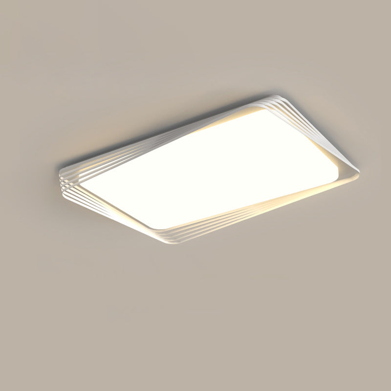 Contemporary Nordic Iron Acrylic Rectangular Square Round Stripe LED Flush Mount Ceiling Light For Living Room