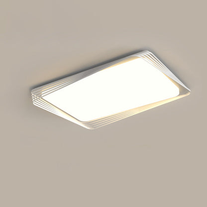 Contemporary Nordic Iron Acrylic Rectangular Square Round Stripe LED Flush Mount Ceiling Light For Living Room